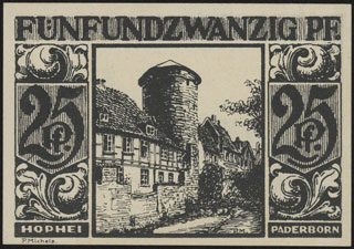 Германия. Падерборн. 25 пфеннигов. 1921 г. Германия. Падерборн. 25 пфеннигов. 1921 г.