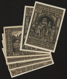 Германия. Айзенах. 50 пфеннигов. 1921 г. Лот из 6 шт. Германия. Айзенах. 50 пфеннигов. 1921 г. Лот из 6 шт.