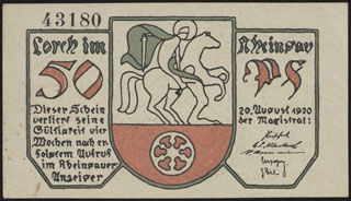 Германия. Лорх. 50 пфеннигов. 1920 г. Германия. Лорх. 50 пфеннигов. 1920 г.