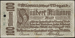Германия. Мюнстер. 100 миллионов марок. 1923 г. Германия. Мюнстер. 100 миллионов марок. 1923 г.