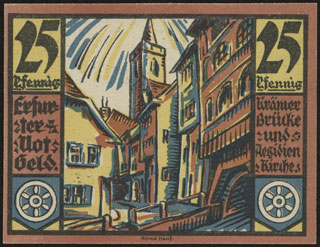Германия. Эрфурт. 25 пфеннигов. 1920 г. Германия. Эрфурт. 25 пфеннигов. 1920 г.