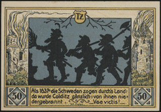 Германия. Кольдиц. 50 пфеннигов. 1921 г. Серия Tz. Германия. Кольдиц. 50 пфеннигов. 1921 г. Серия Tz.