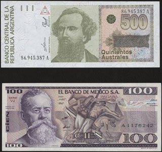 Аргентина, Мексика. 1990-1982 гг. Лот из 2 шт. Аргентина, Мексика. 1990-1982 гг. Лот из 2 шт.