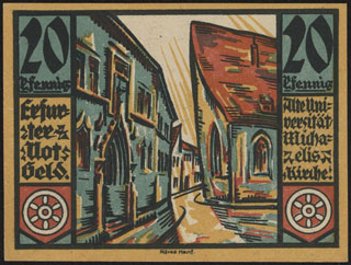 Германия. Эрфурт. 20 пфеннигов. 1920 г. Германия. Эрфурт. 20 пфеннигов. 1920 г.