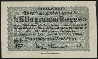 Германия. Ольденбург. 0,5 килограмма ржи. 1923 г. Германия. Ольденбург. 0,5 килограмма ржи. 1923 г.