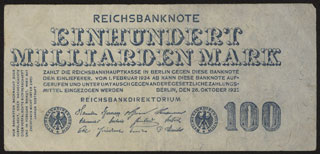 Германия. 100 миллиардов марок. 1923 г. Германия. 100 миллиардов марок. 1923 г.