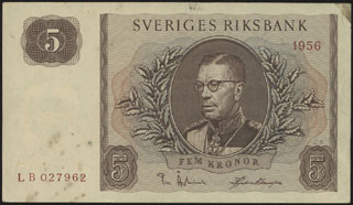 Швеция. 5 крон. 1956 г. Швеция. 5 крон. 1956 г.