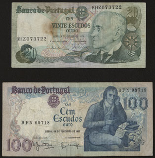 Португалия. 20 эскудо 1978 г. и 100 эскудо 1981 г. Лот из 2 шт. Португалия. 20 эскудо 1978 г. и 100 эскудо 1981 г. Лот из 2 шт.