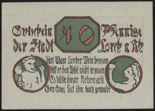 Германия. Лорх. 10 пфеннигов. 1920 г. Германия. Лорх. 10 пфеннигов. 1920 г.