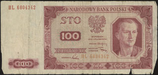 Польша. 100 злотых. 1948 г. Польша. 100 злотых. 1948 г.