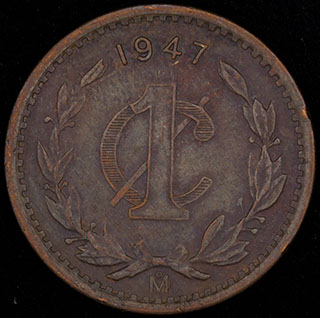 Мексика. 1 сентаво 1947 г. Медь Мексика. 1 сентаво 1947 г. Медь