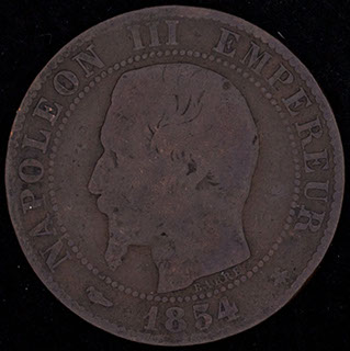 Франция. 5 сантимов 1854 г. BB. Медь Франция. 5 сантимов 1854 г. BB. Медь