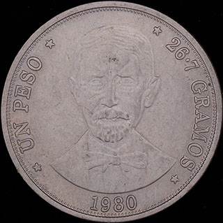 Доминикана. 1 песо 1980 г. Медно-никелевый сплав Доминикана. 1 песо 1980 г. Медно-никелевый сплав