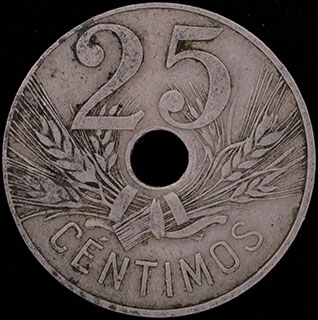 Испания. 25 сентимо 1927 г. Медно-никелевый сплав Испания. 25 сентимо 1927 г. Медно-никелевый сплав