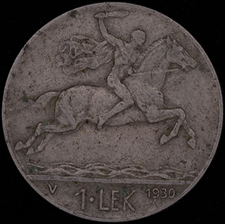Албания. 1 лек 1930 г. Никель Албания. 1 лек 1930 г. Никель