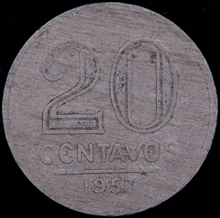 Бразилия. 20 сентаво 1957 г. Алюминий Бразилия. 20 сентаво 1957 г. Алюминий