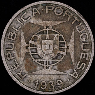 Сан-Томе и Принсипи. 5 эскудо 1939 г. Серебро Сан-Томе и Принсипи. 5 эскудо 1939 г. Серебро