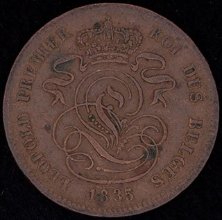 Бельгия. 2 сантима 1835 г. Медь Бельгия. 2 сантима 1835 г. Медь