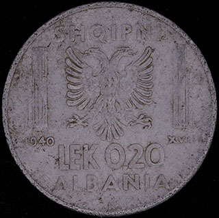 Албания. 0.2 лек 1940 г. Нержавеющая сталь Албания. 0.2 лек 1940 г. Нержавеющая сталь