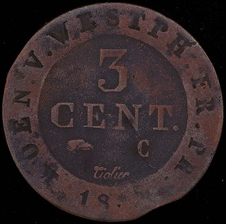 Вестфалия. 3 сантима 1808-1812 гг. Медь Вестфалия. 3 сантима 1808-1812 гг. Медь