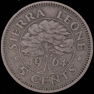 Сьерра-Леоне. 5 центов 1964 г. Медно-никелевый сплав Сьерра-Леоне. 5 центов 1964 г. Медно-никелевый сплав
