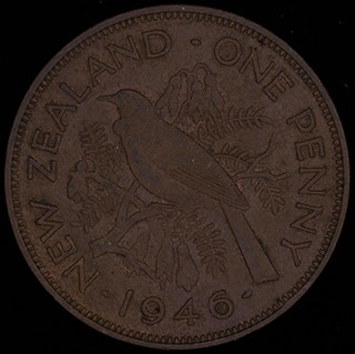 Новая Зеландия. 1 пенни 1946 г. Бронза Новая Зеландия. 1 пенни 1946 г. Бронза