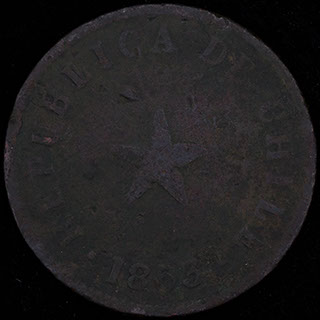 Чили. 1/2 сентаво 1853 г. Медь Чили. 1/2 сентаво 1853 г. Медь