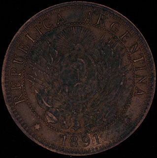 Аргентина. 2 сентаво 1891 г. Медь Аргентина. 2 сентаво 1891 г. Медь