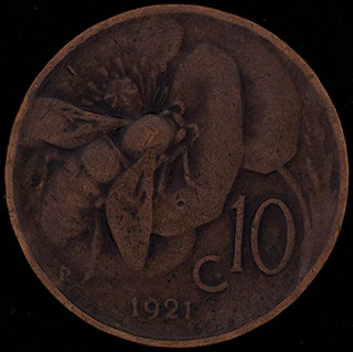 Италия. 10 чентезимо 1921 г. Медь Италия. 10 чентезимо 1921 г. Медь