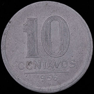 Бразилия. 10 сентаво 1956 г. Алюминий Бразилия. 10 сентаво 1956 г. Алюминий