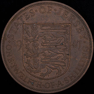 Джерси. 1/12 шиллинга 1947 г. Медь Джерси. 1/12 шиллинга 1947 г. Медь