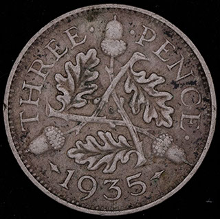 Великобритания. 3 пенса 1935 г. Серебро Великобритания. 3 пенса 1935 г. Серебро