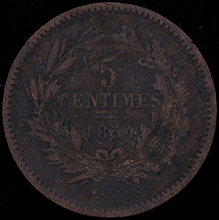 Люксембург. 5 сантимов 1854 г. Медь Люксембург. 5 сантимов 1854 г. Медь