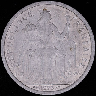 Французская Полинезия. 1 франк 1975 г. Алюминий Французская Полинезия. 1 франк 1975 г. Алюминий