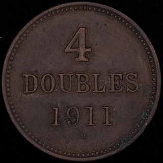 Гернси. 4 дубля 1911 г. Медь Гернси. 4 дубля 1911 г. Медь