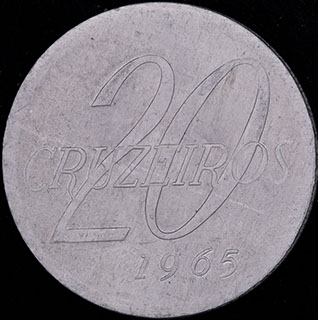 Бразилия. 20 крузейро 1965 г. Алюминий Бразилия. 20 крузейро 1965 г. Алюминий