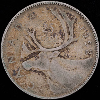 Канада. 25 центов 1952 г. Серебро Канада. 25 центов 1952 г. Серебро