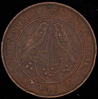 ЮАР. 1/4 пенни 1950 г. Медь ЮАР. 1/4 пенни 1950 г. Медь
