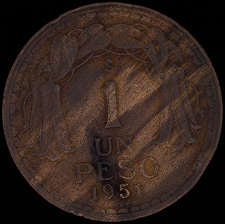 Чили. 1 песо 1951 г. Медь Чили. 1 песо 1951 г. Медь