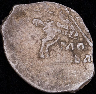 Москва. Михаил Федорович. Копейка 1613-1645 гг. МО СКВА. Серебро. ГКХ № 392 Москва. Михаил Федорович. Копейка 1613-1645 гг. МО СКВА. Серебро. ГКХ № 392