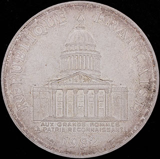 Франция. 100 франков 1982 г. Серебро Франция. 100 франков 1982 г. Серебро