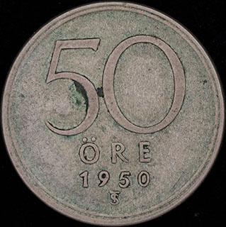 Швеция. 50 эре 1950 г. Серебро Швеция. 50 эре 1950 г. Серебро