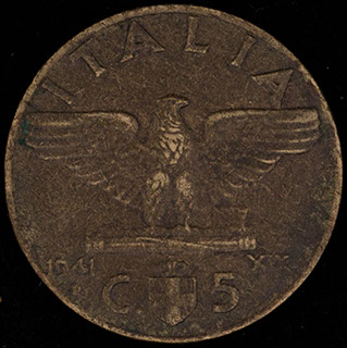 Италия. 5 чентезимо 1941 г. Алюминиевая бронза Италия. 5 чентезимо 1941 г. Алюминиевая бронза