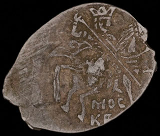 Москва. Михаил Федорович. Копейка 1613-1645 гг. МО СКВА. Серебро. ГКХ № 355 Москва. Михаил Федорович. Копейка 1613-1645 гг. МО СКВА. Серебро. ГКХ № 355