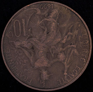 Франция. 10 сантимов 1899 г. Медь Франция. 10 сантимов 1899 г. Медь
