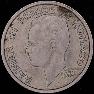 Монако. 100 франков 1956 г. Медно-никелевый сплав Монако. 100 франков 1956 г. Медно-никелевый сплав
