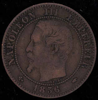 Франция. 2 сантима 1856 г. A. Медь Франция. 2 сантима 1856 г. A. Медь