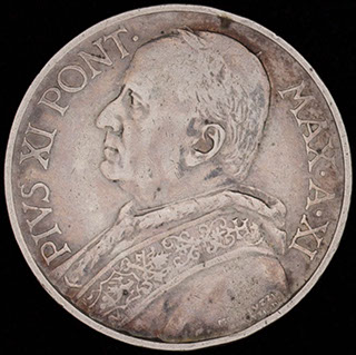 Ватикан. 5 лир 1932 г. Серебро Ватикан. 5 лир 1932 г. Серебро