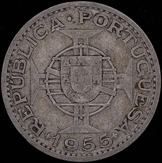 Мозамбик. 20 эскудо 1955 г. Серебро Мозамбик. 20 эскудо 1955 г. Серебро