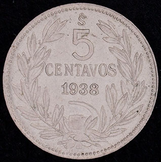 Чили. 5 сентаво 1938 г. Медно-никелевый сплав Чили. 5 сентаво 1938 г. Медно-никелевый сплав